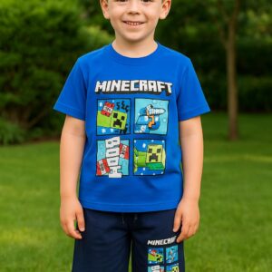 Conjunto_niño_Minecraft_azul_algodón