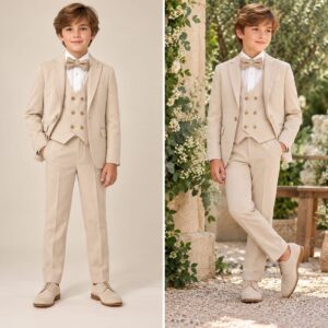 Traje ceremonia niño beige 5 PIEZAS