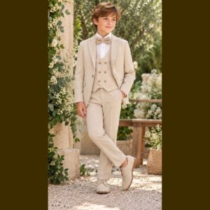 Traje ceremonia niño beige 5 piezas
